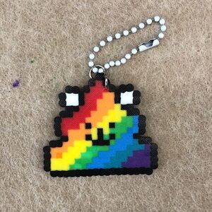 Rainbow Pixel Art Keychain